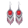 Ethnic style alloy crystal earrings women long