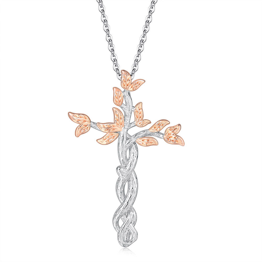 Cross tree Pendant Necklace Female Electroplated Clavicle Chain