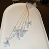 Elegant Non-pierced Diamond Fabric Butterfly Crystal Tassel Earrings