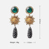 European And American Exaggerated Alloy Flower Acrylic Diamond Resin Earrings