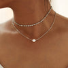 Ornament Encrusted Diamond Claw Chain Pearl Pendant Double Layer Female Summer