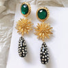 European And American Exaggerated Alloy Flower Acrylic Diamond Resin Earrings